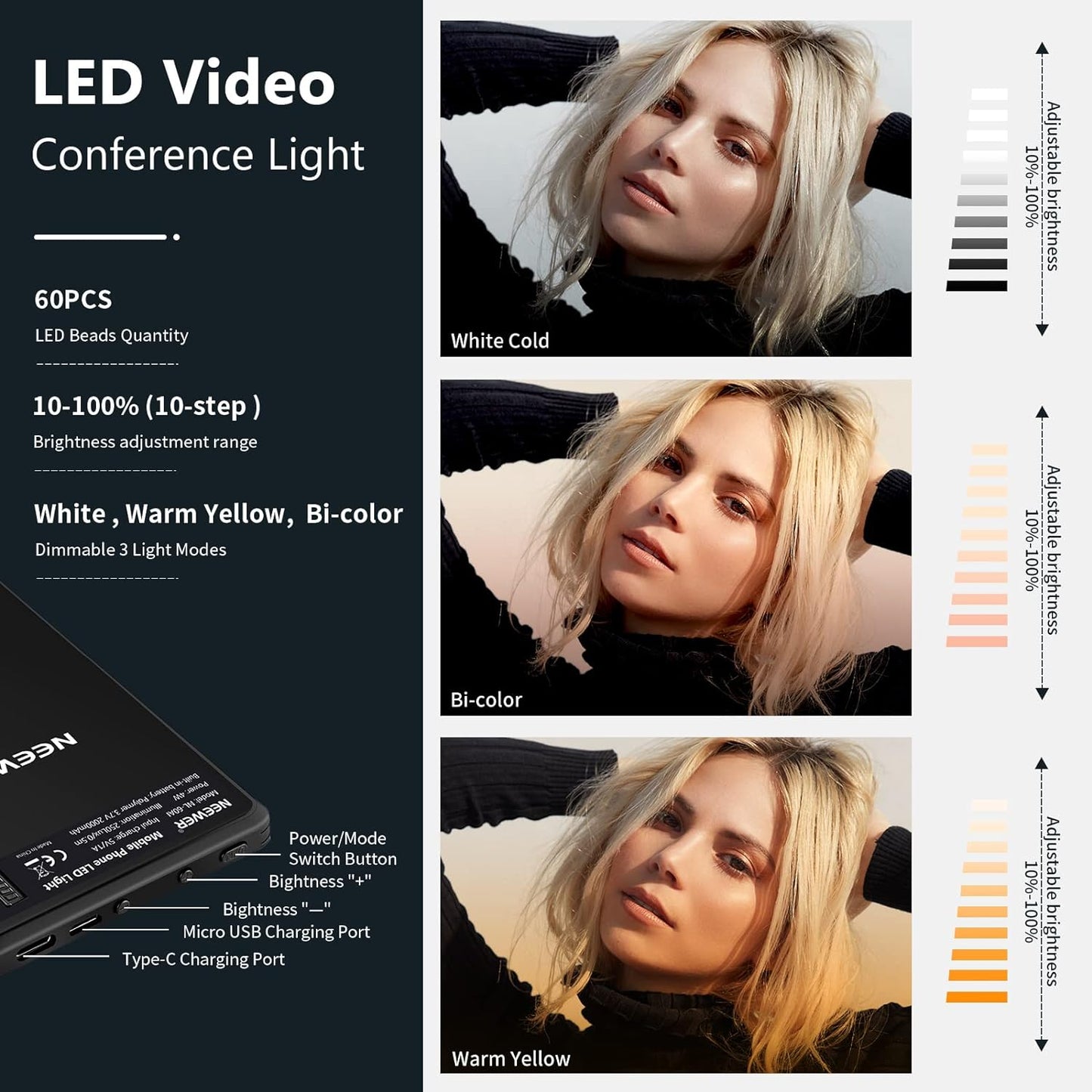 Selfie Light with Front and Back Clip